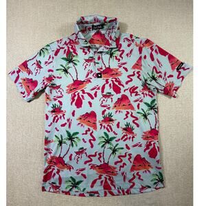 Bad Birdie Men's Red/Blue Small Red Rock Performance Golf Polo Stretch Athletic